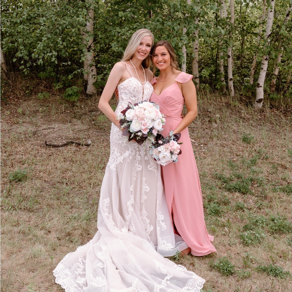 David’s Bridal Ruffle Spaghetti Strap Chiffon Bridesmaid Dress